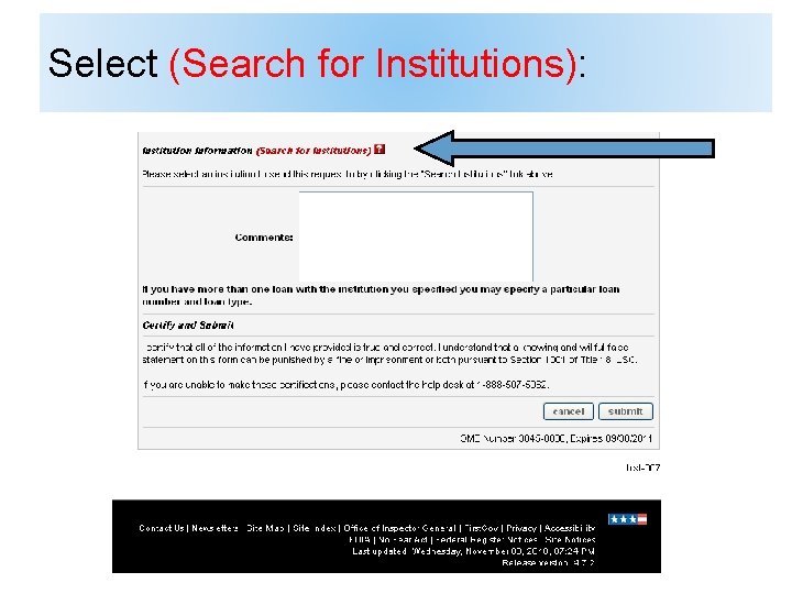 Select (Search for Institutions): 