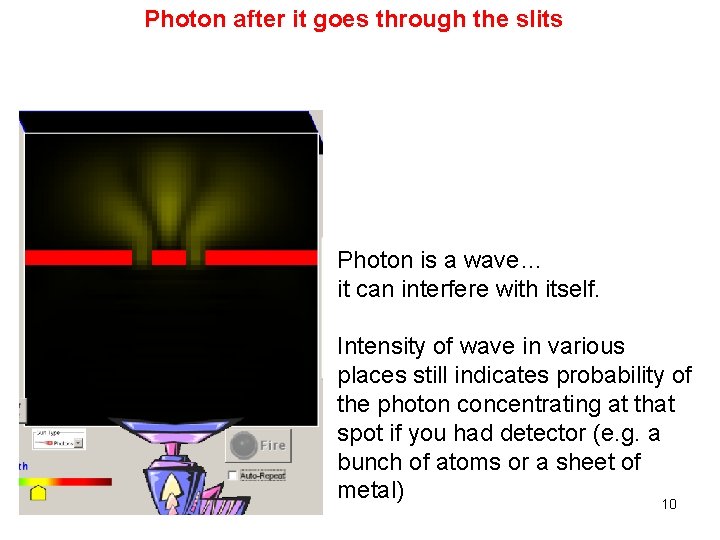 Photon after it goes through the slits Photon is a wave… it can interfere