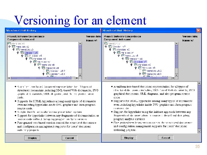 Versioning for an element 35 