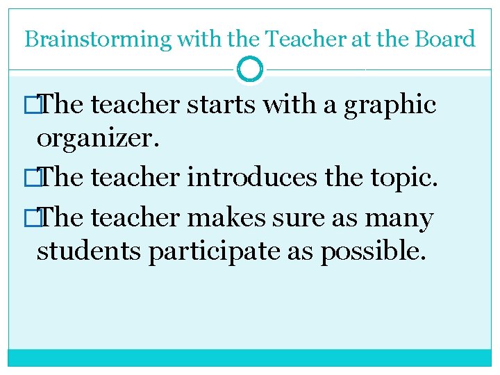 Brainstorming with the Teacher at the Board �The teacher starts with a graphic organizer.