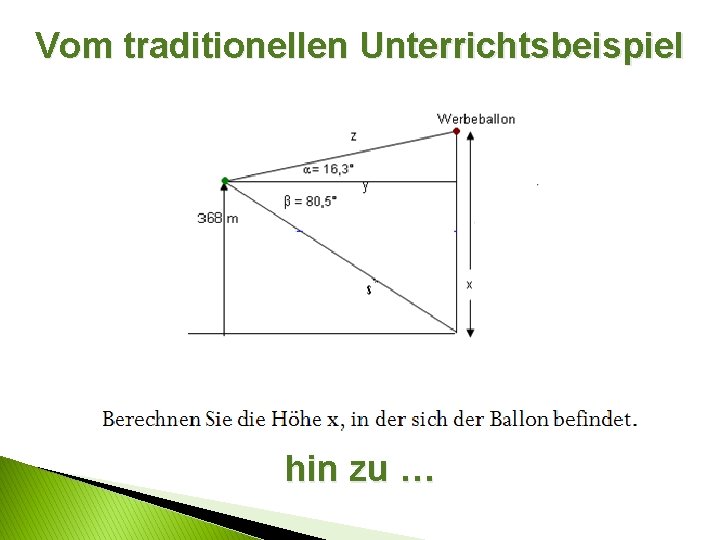 Vom traditionellen Unterrichtsbeispiel hin zu … 