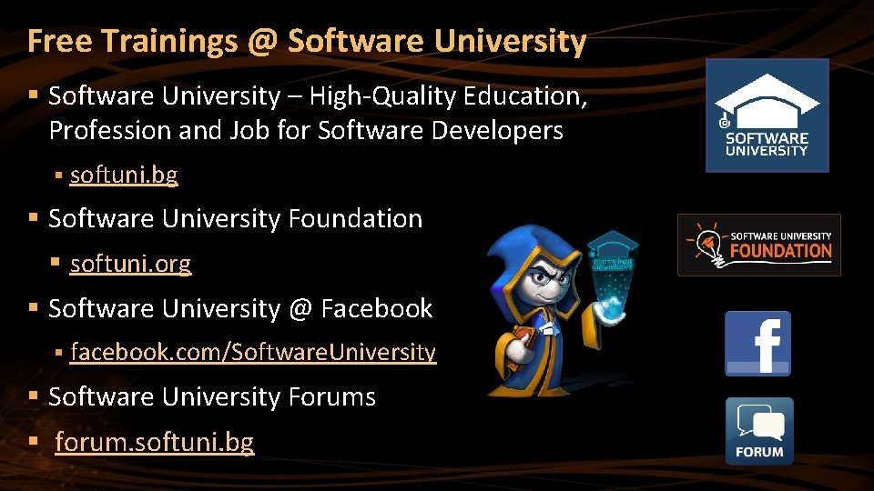 Free Trainings @ Software University § Software University – High-Quality Education, Profession and Job Free Trainings @ Software University § Software University – High-Quality Education, Profession and Job