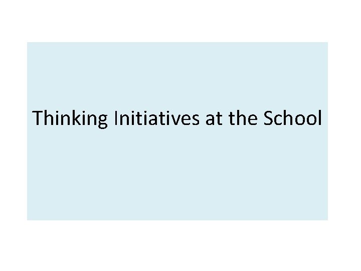 Thinking Initiatives at the School 