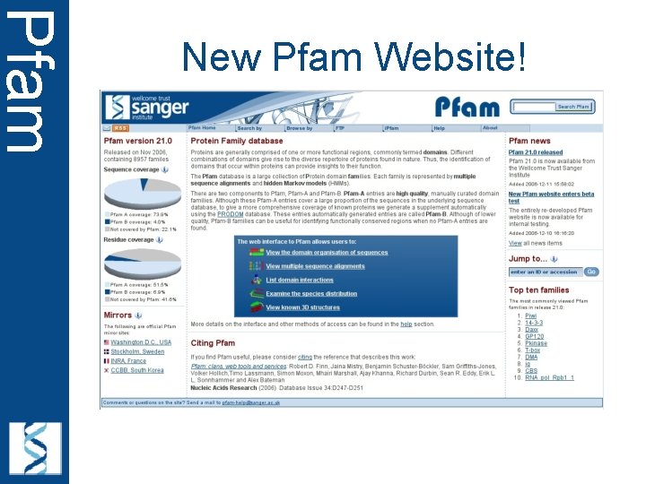 Pfam New Pfam Website! 