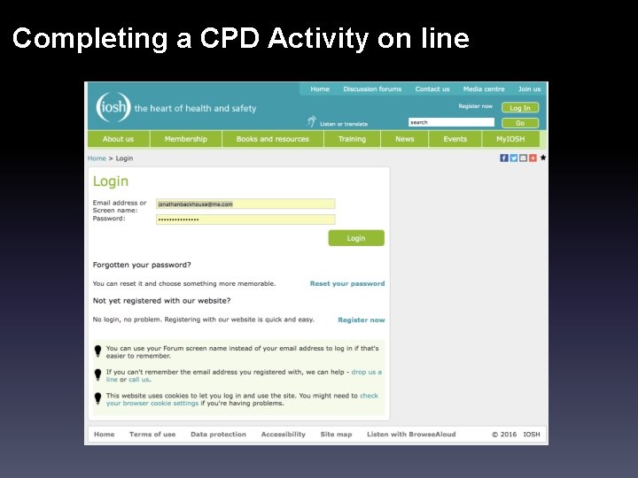 Completing a CPD Activity on line 