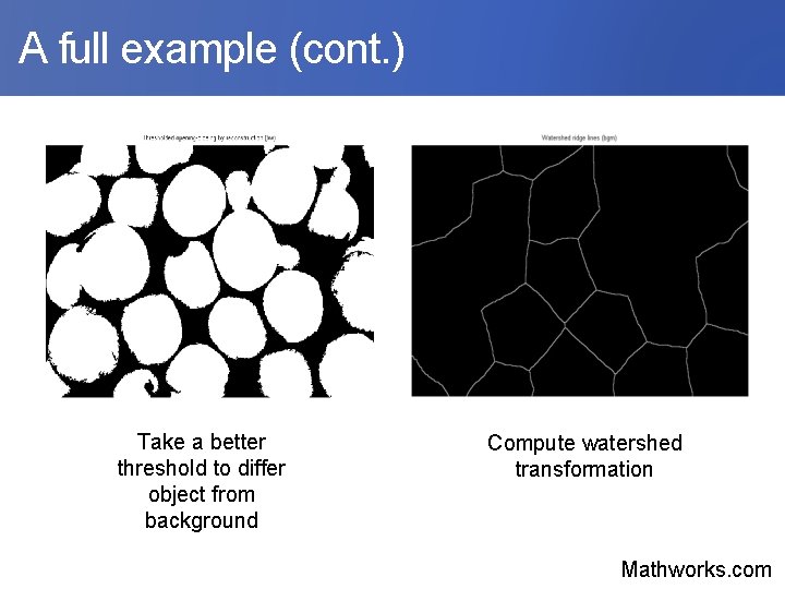  A full example (cont. ) Take a better threshold to differ object from