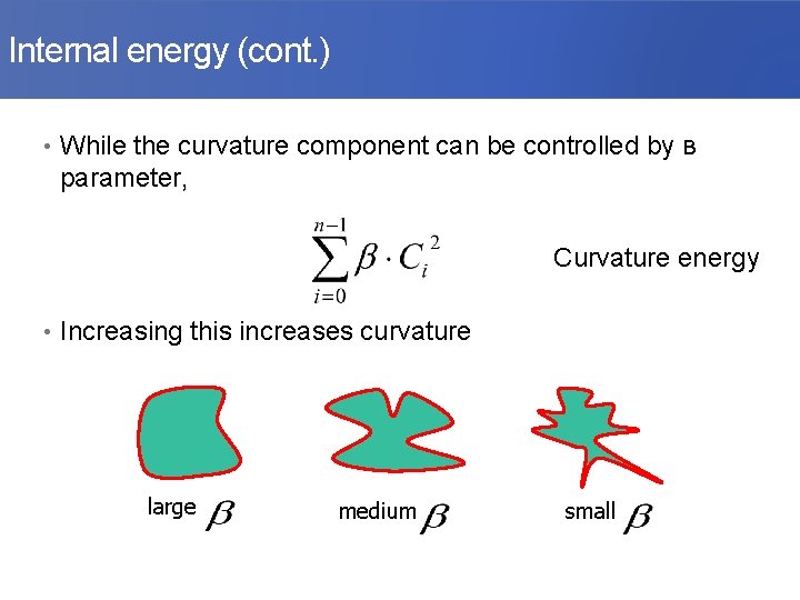 Internal energy (cont. ) • While the curvature component can be controlled by ʙ