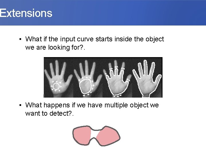 Extensions • What if the input curve starts inside the object we are looking