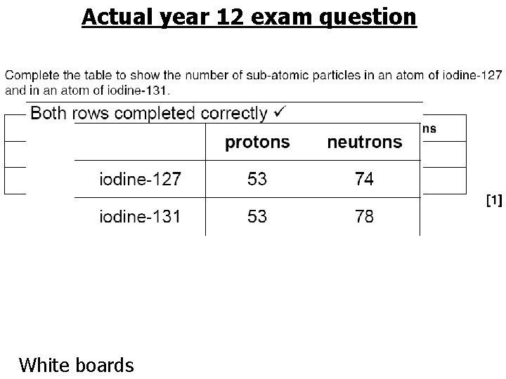 Actual year 12 exam question White boards 