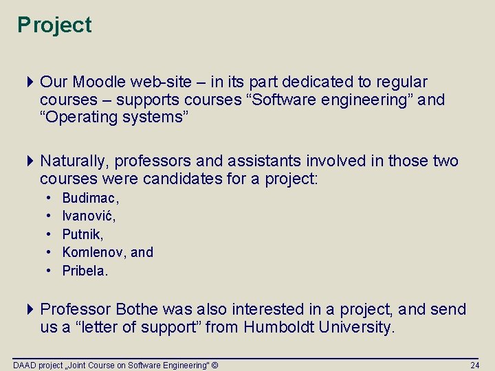 Project 4 Our Moodle web-site – in its part dedicated to regular courses –