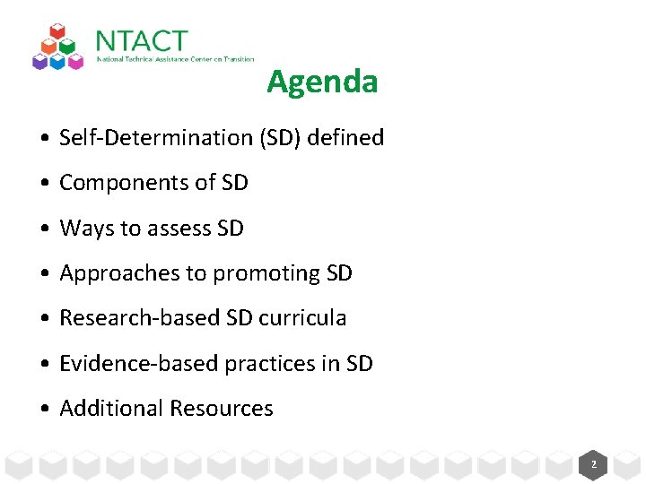 Agenda • Self-Determination (SD) defined • Components of SD • Ways to assess SD