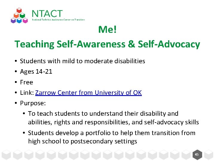 Me! Teaching Self-Awareness & Self-Advocacy • • • Students with mild to moderate disabilities