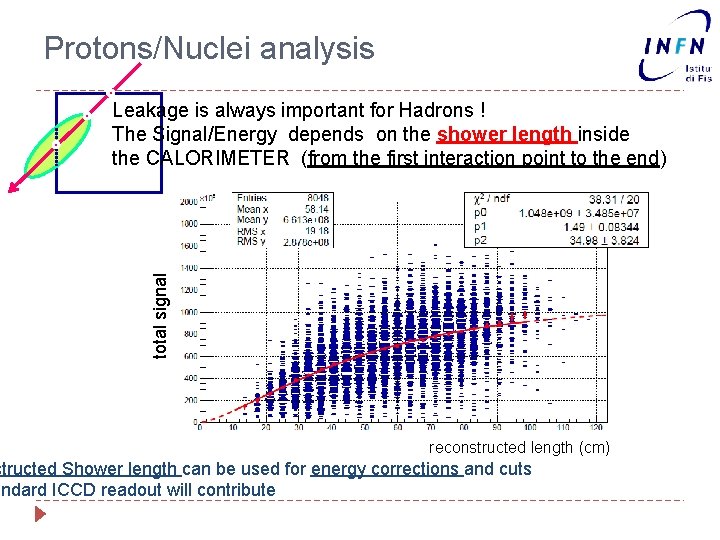 Protons/Nuclei analysis total signal Leakage is always important for Hadrons ! The Signal/Energy depends