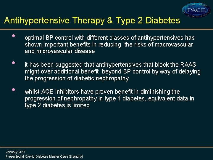 Antihypertensive Therapy & Type 2 Diabetes • • • optimal BP control with different