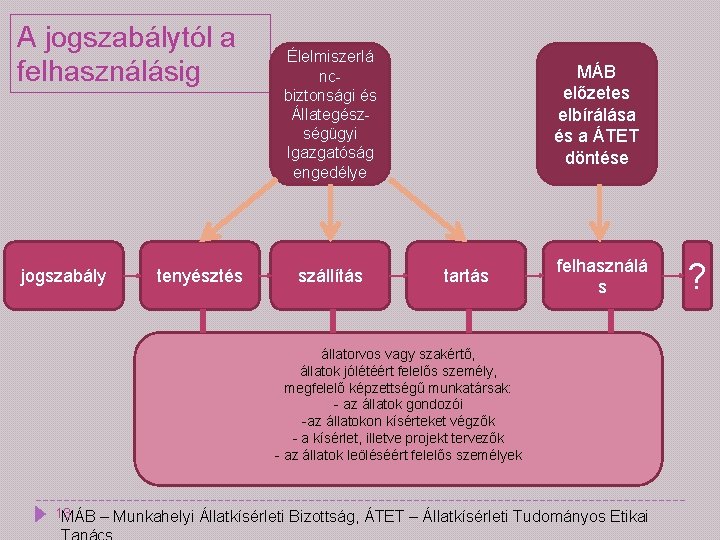 A jogszabálytól a felhasználásig jogszabály tenyésztés Élelmiszerlá ncbiztonsági és Állategészségügyi Igazgatóság engedélye szállítás MÁB