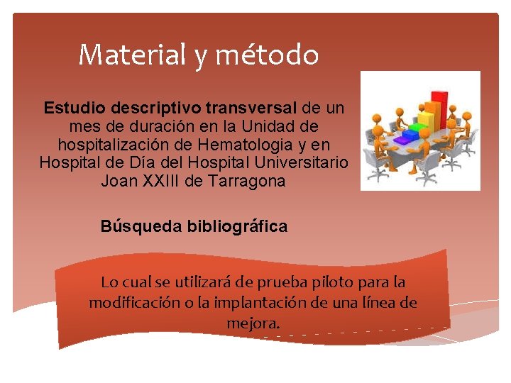 Material y método Estudio descriptivo transversal de un mes de duración en la Unidad