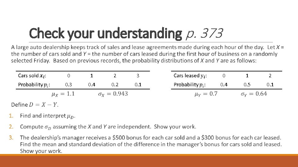 Check your understanding p. 373 0 1 2 0. 3 0. 4 0. 2
