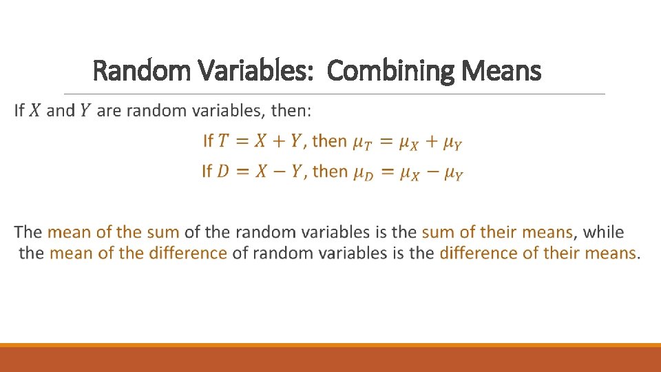 Random Variables: Combining Means 