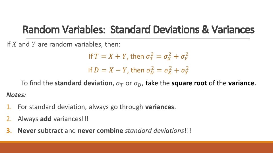 Random Variables: Standard Deviations & Variances 