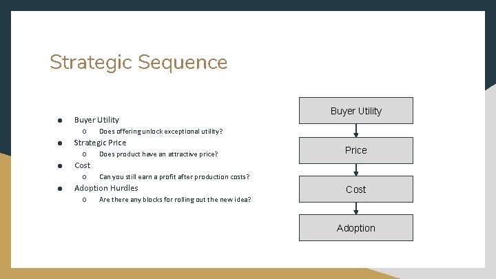 Strategic Sequence ● Buyer Utility ○ ● ● Does product have an attractive price?
