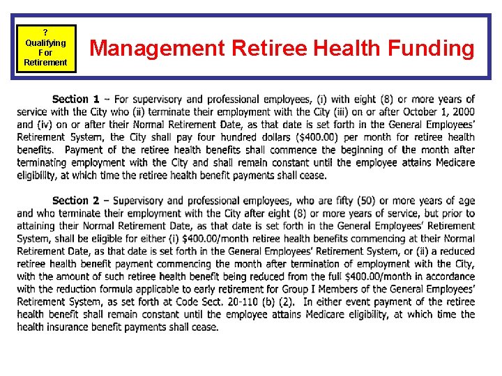 ? Qualifying For Retirement Management Retiree Health Funding ? Qualifying For Retirement Management Retiree Health Funding