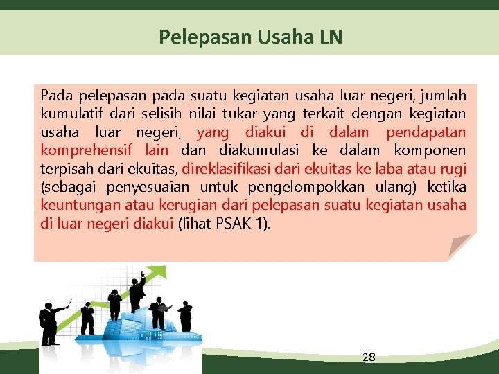 Pelepasan Usaha LN Pada pelepasan pada suatu kegiatan usaha luar negeri, jumlah kumulatif dari