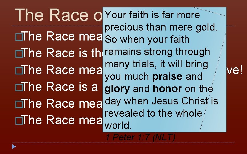 faith is far more The Race of. Your Faith �The Race �The Race precious