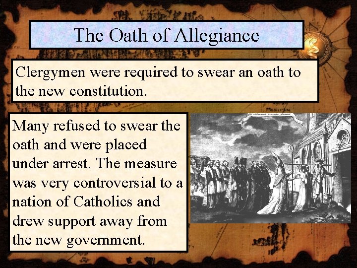 The Oath of Allegiance Clergymen were required to swear an oath to the new