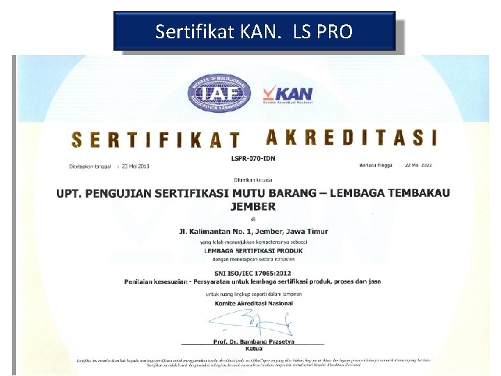 Sertifikat KAN. LS PRO 