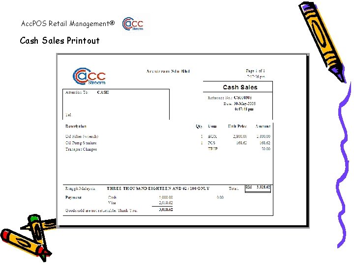 Acc. POS Retail Management® Cash Sales Printout 