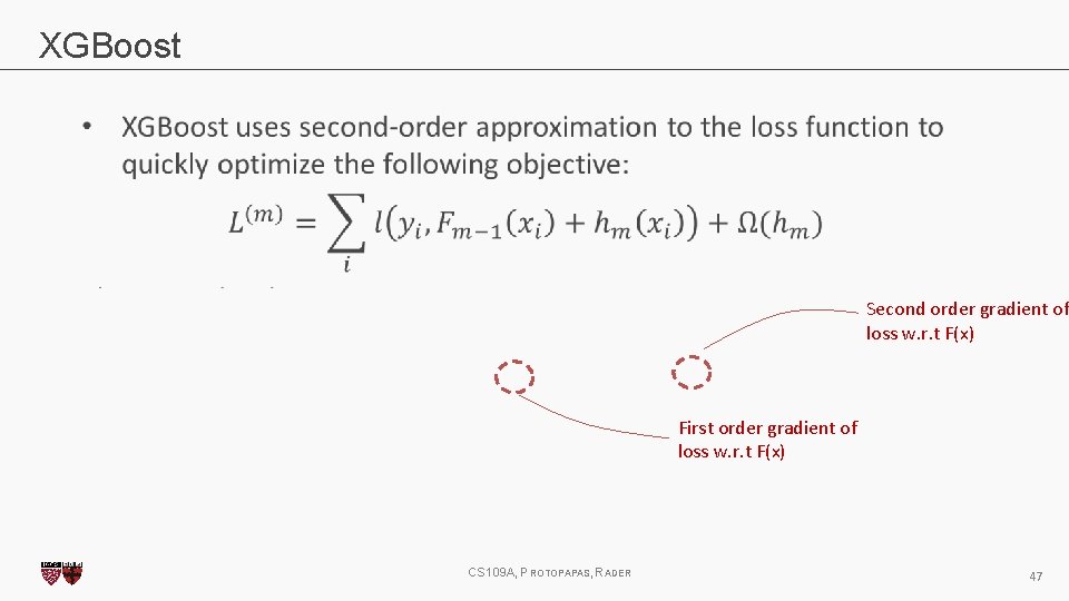 XGBoost Second order gradient of loss w. r. t F(x) First order gradient of