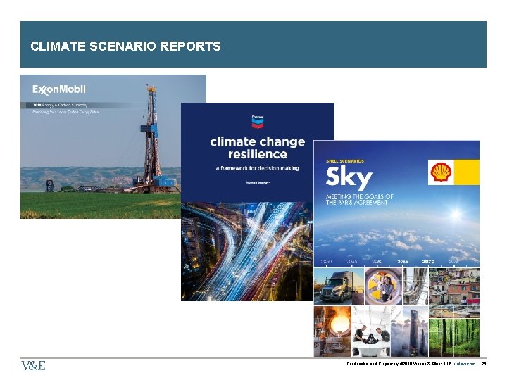 CLIMATE SCENARIO REPORTS Confidential and Proprietary © 2018 Vinson & Elkins LLP velaw. com