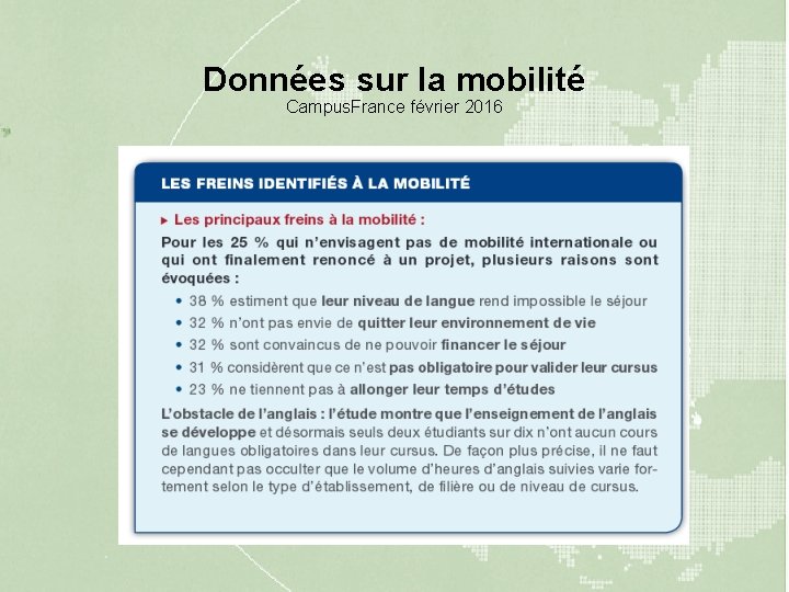 Données sur la mobilité Campus. France février 2016 