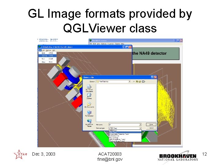 GL Image formats provided by QGLViewer class Dec 3, 2003 ACAT 20003 fine@bnl. gov