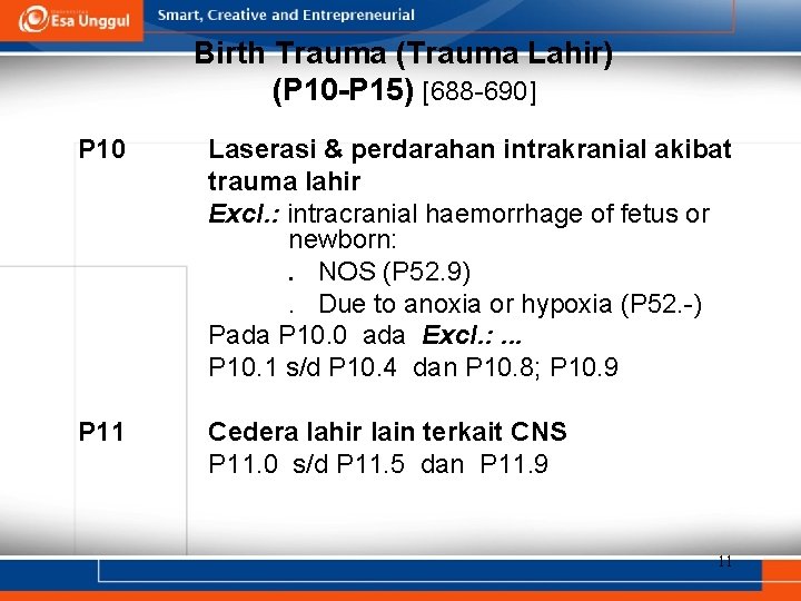 Birth Trauma (Trauma Lahir) (P 10 -P 15) [688 -690] P 10 Laserasi &