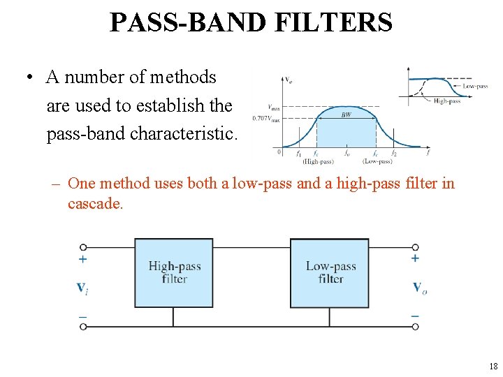 PASS-BAND FILTERS • A number of methods are used to establish the pass-band characteristic.