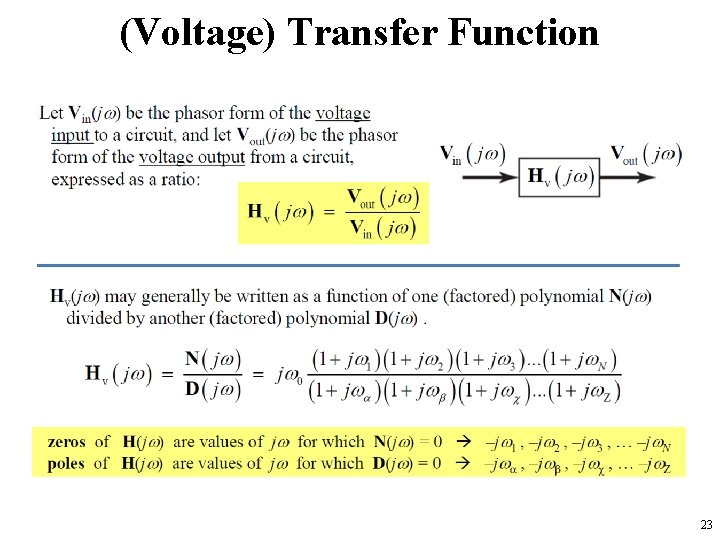 (Voltage) Transfer Function 23 