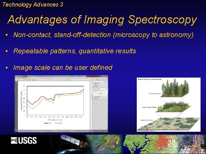 Technology Advances 3 Advantages of Imaging Spectroscopy • Non-contact, stand-off-detection (microscopy to astronomy) •