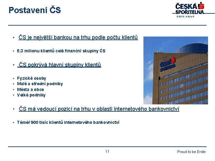 Postavení ČS E R S T E G R O U P • ČS