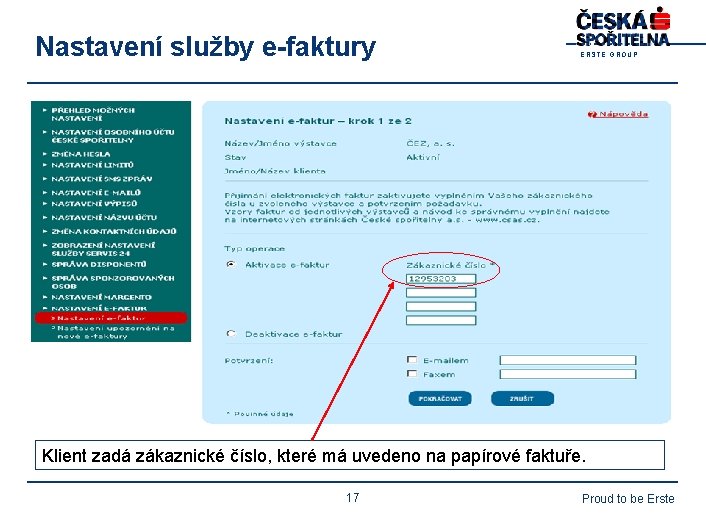 Nastavení služby e-faktury E R S T E G R O U P Klient