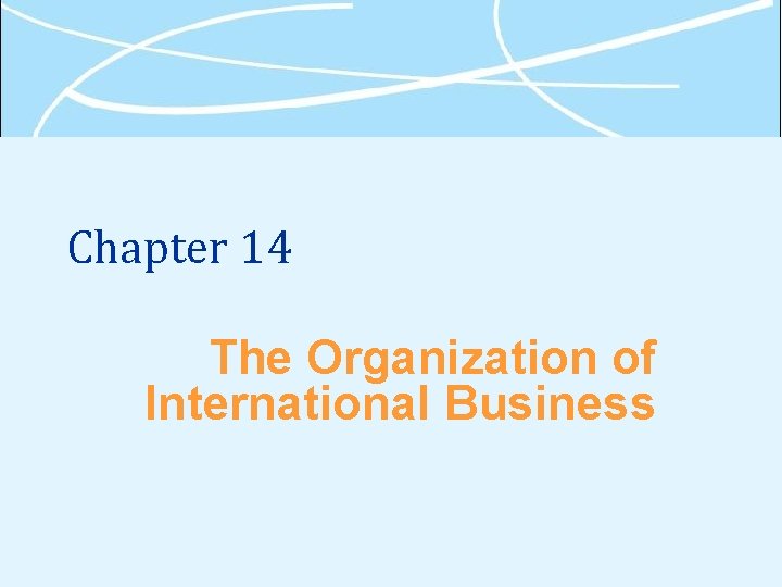 Chapter 14 The Organization of International Business 