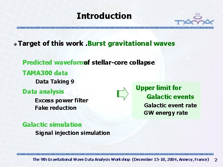 Introduction Target of this work … Burst gravitational waves Predicted waveforms of stellar-core collapse