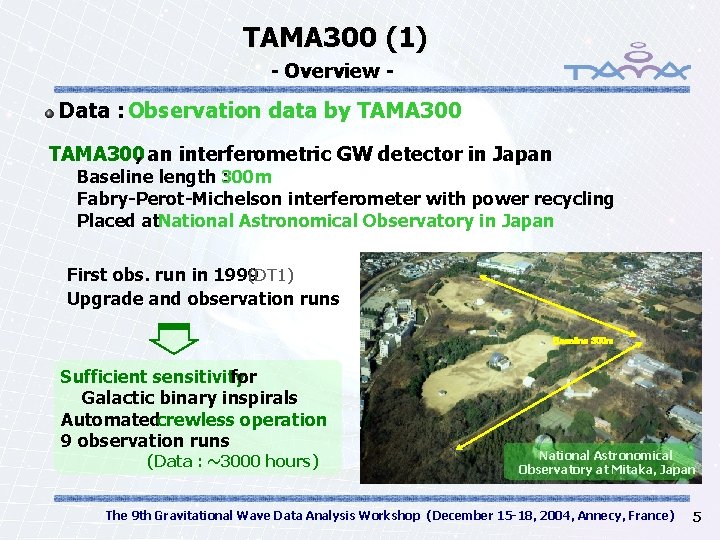 TAMA 300 (1) - Overview - Data : Observation data by TAMA 300, an