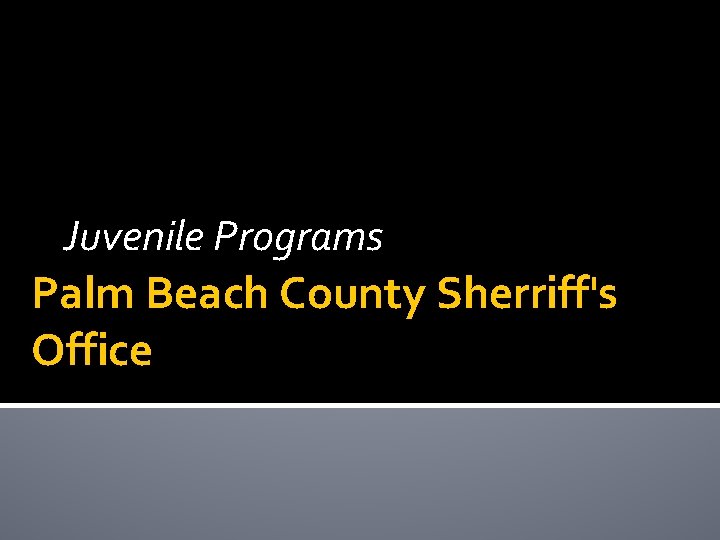 Juvenile Programs Palm Beach County Sherriff's Office 