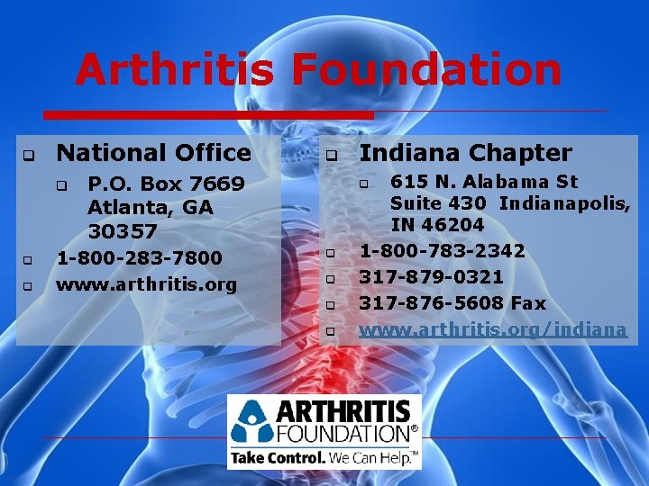 Arthritis Foundation q National Office q q Indiana Chapter q 615 N. Alabama St