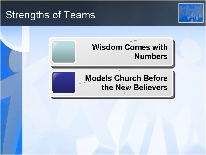 Strengths of Teams Wisdom Comes with Numbers Models Church Before the New Believers 