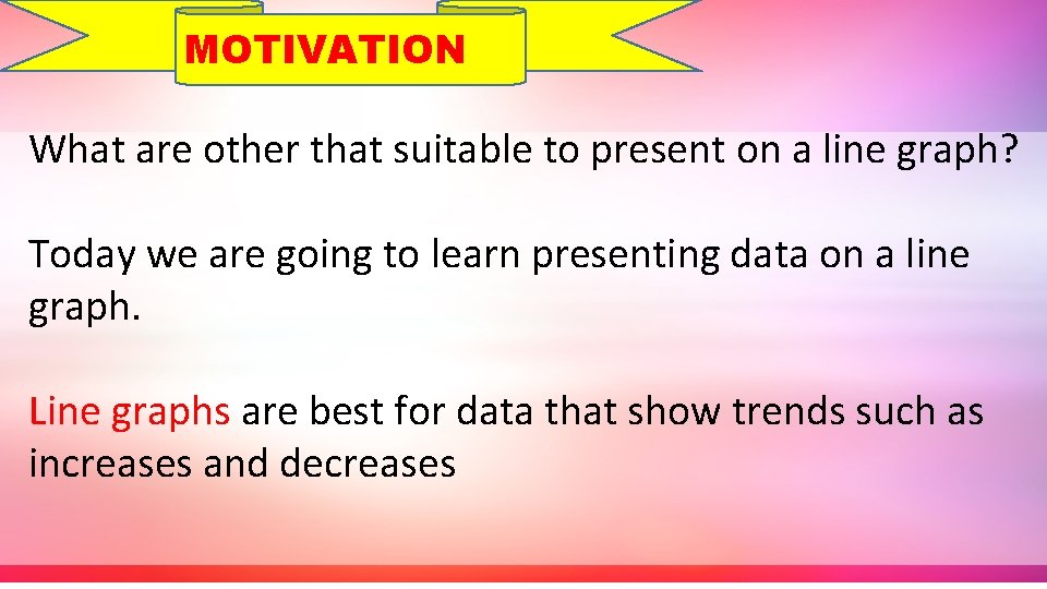 MOTIVATION What are other that suitable to present on a line graph? Today we