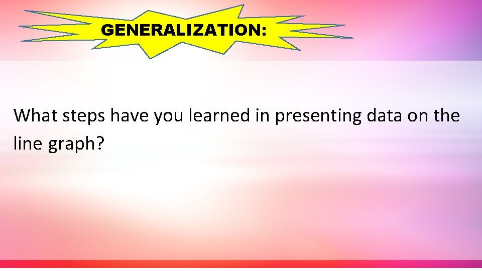 GENERALIZATION: What steps have you learned in presenting data on the line graph? 