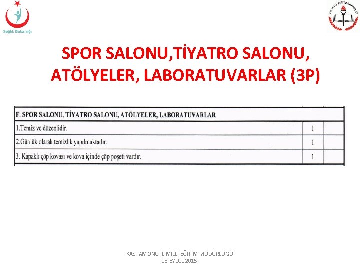 SPOR SALONU, TİYATRO SALONU, ATÖLYELER, LABORATUVARLAR (3 P) KASTAMONU İL MİLLİ EĞİTİM MÜDÜRLÜĞÜ 03