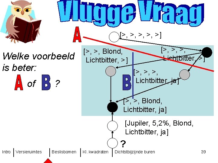 [>, >, >] Welke voorbeeld is beter: of [>, >, >, Lichtbitter, >] [>,